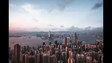 香港太平山视角大气恢弘延时航拍视频视频的预览图